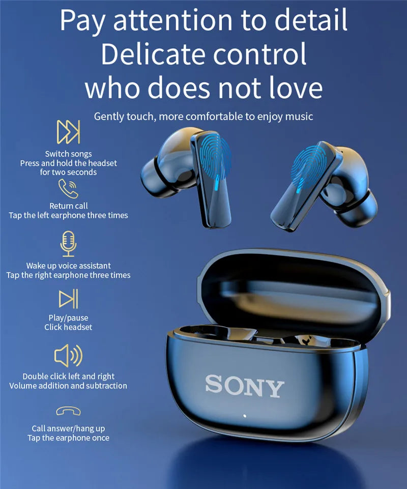 Sony True Wireless Bluetooth Earphones In-Ear Waterproof Earbuds with Motion Sensor Music Headset with Flip Cover Type-C Charging