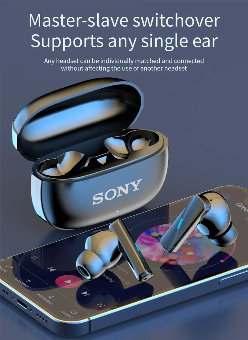 Sony True Wireless Bluetooth Earphones In-Ear Waterproof Earbuds with Motion Sensor Music Headset with Flip Cover Type-C Charging