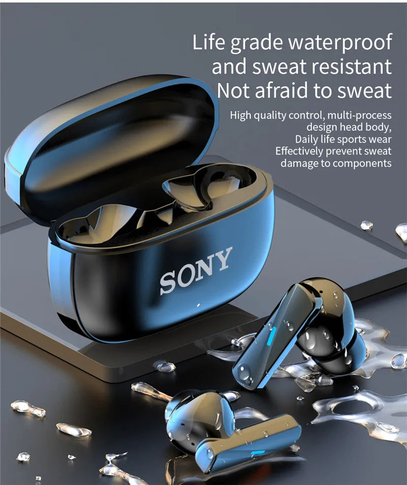 Sony True Wireless Bluetooth Earphones In-Ear Waterproof Earbuds with Motion Sensor Music Headset with Flip Cover Type-C Charging
